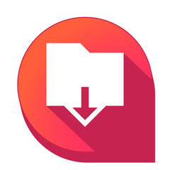 ikona z długim cieniem na tle strzałki pinezki