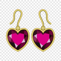 Ruby earrings mockup. Realistic illustration of ruby earrings vector mockup for on transparent background