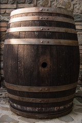 Big and old wooden barrel