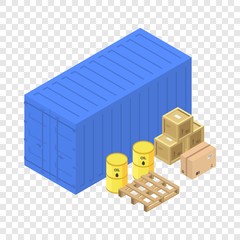 Port container box icon. Isometric of port container box vector icon for on transparent background