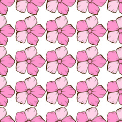 Trendy floral pattern with pink flowers. Seamless vector texture. Elegant template for fashion prints.