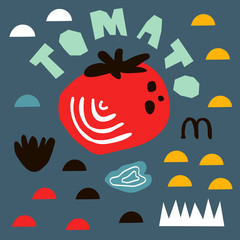 vector illustration of educational cards with vegetables iin scandibavian style for kids room and home decor,poster,prints