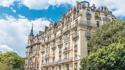 Paris, beautiful building in the center, typical parisian facade
