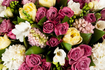 flower mix background closeup top view