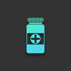 Bank of pills icon. Colorful logo concept with soft shadow on da