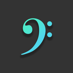 Fototapeta premium Bass Clef icon. Colorful logo concept with soft shadow on dark b