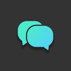 chat icon. Colorful logo concept with soft shadow on dark backgr