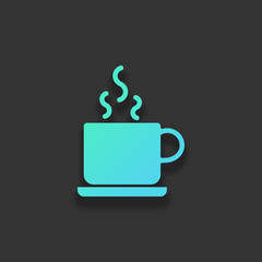 cup of hot tea or coffee icon. Colorful logo concept with soft s