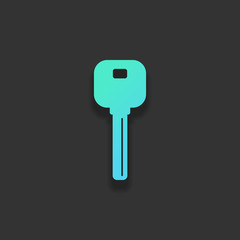 key icon. Colorful logo concept with soft shadow on dark backgro