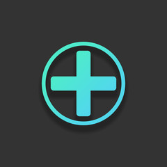 Medical cross icon. Colorful logo concept with soft shadow on da