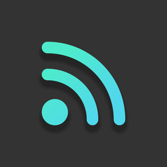 RSS icon. Colorful logo concept with soft shadow on dark backgro