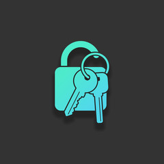 unlock and keys icon. Colorful logo concept with soft shadow on