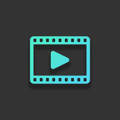 video icon. Colorful logo concept with soft shadow on dark backg