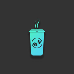 cup of hot coffee icon. Colorful logo concept with soft shadow o