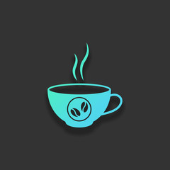 cup of hot coffee icon. Colorful logo concept with soft shadow o
