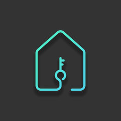 house with key icon. line style. Colorful logo concept with soft