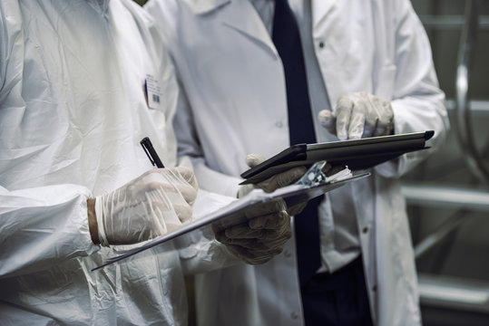 Scientists working in laboratory