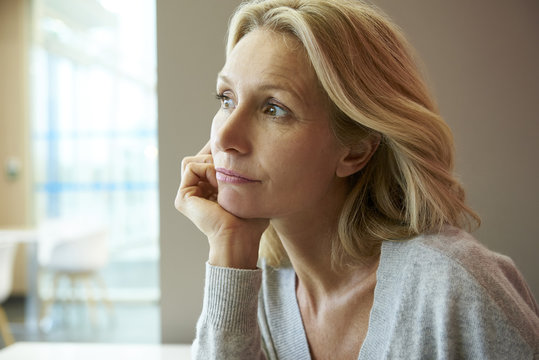 Close-up of thoughtful woman