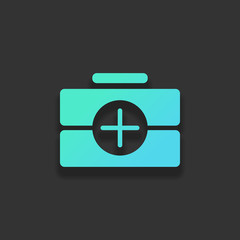 first-aid kit, simple icon. Colorful logo concept with soft shad