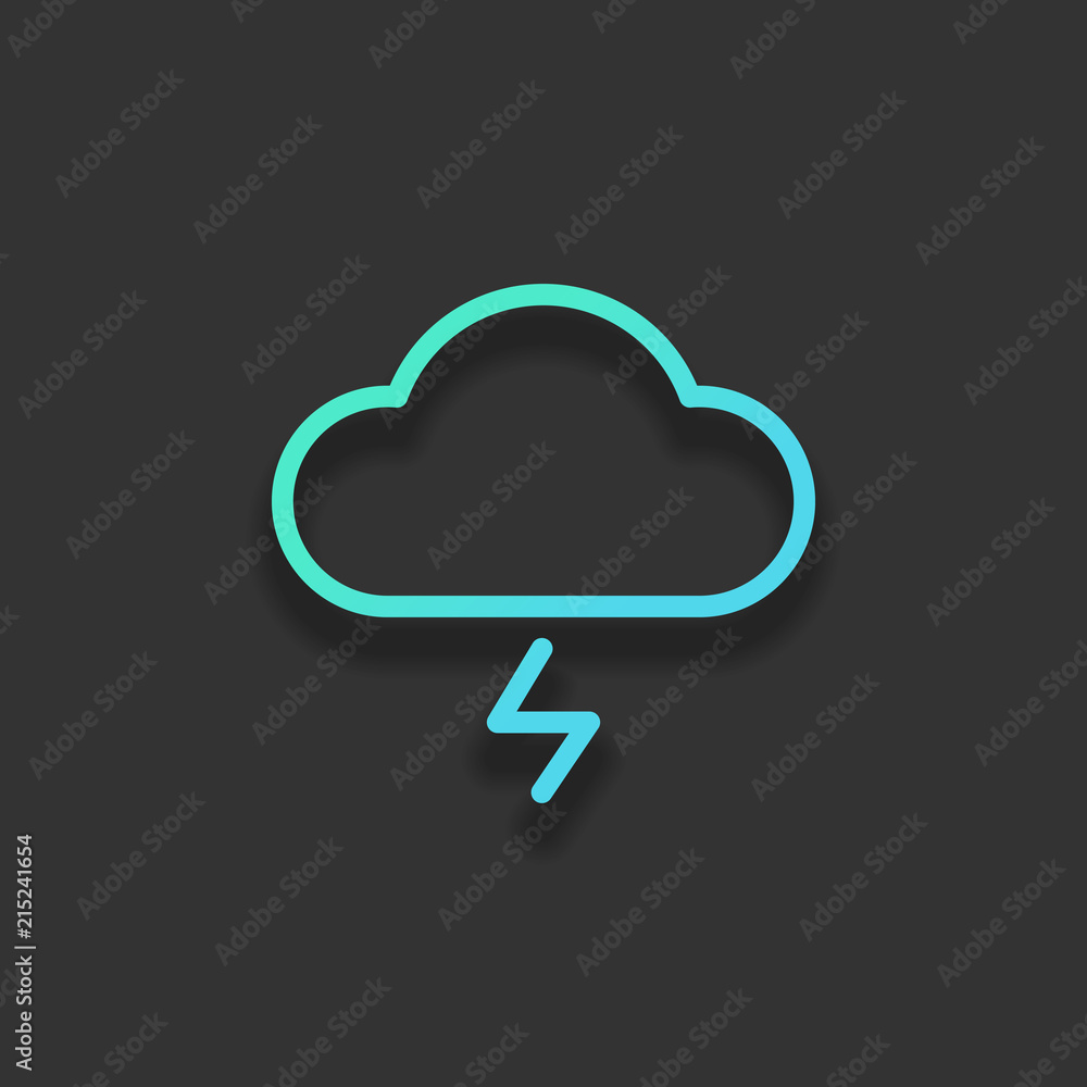 Poster cloud and lightning. simple outline icon. linear symbol with thi