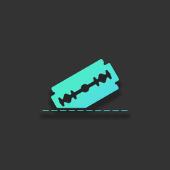 razor blade and cutting line. simple single icon. Colorful logo