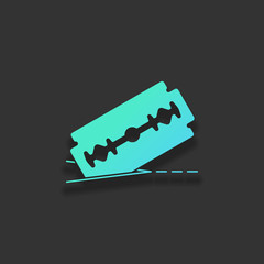 razor blade and cutting line. simple icon. Colorful logo concept