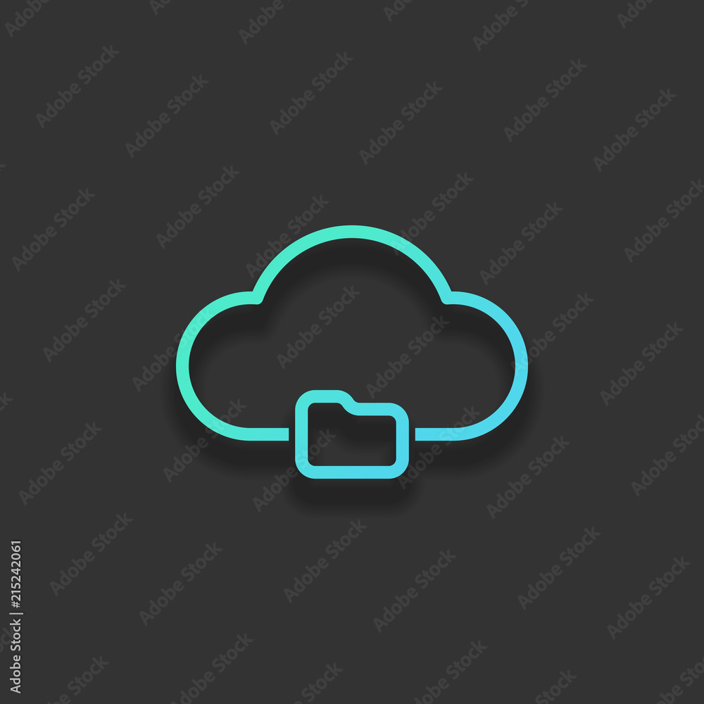 Poster outline simple cloud and folder. linear symbol with thin outline