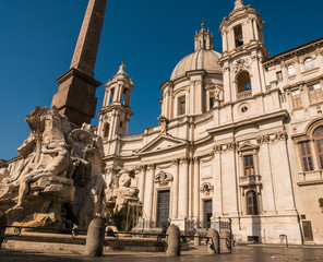 Fototapeta na wymiar Gian Lorenzo Bernini, Piazza Navona, Fountain of the Four Rivers, the Rio della Plata in Rome