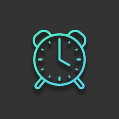 old alarm clock, simple icon, linear symbol with thin outline. C