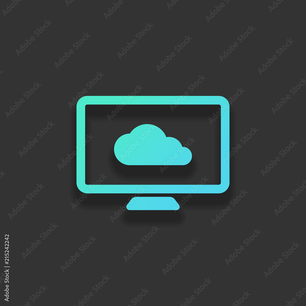 Aufkleber database, cloud technology, computer and cloud. simple icon. col