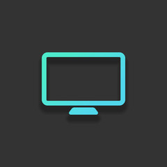 Computer monitor or modern TV. Simple icon. Colorful logo concep