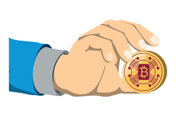 hand with bitcoin design