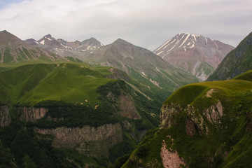 volcano peak and green ridge, caucasus