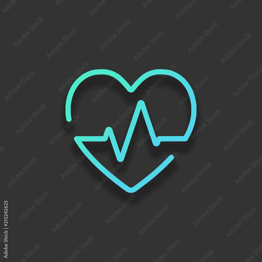 Poster heart and pulse line. one line style. linear icon with thin outl