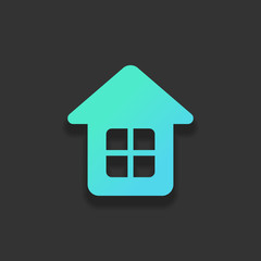 Simple house icon. Colorful logo concept with soft shadow on dar