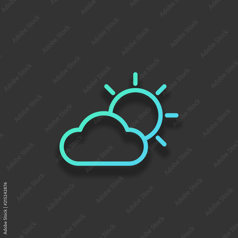 Poster sun and cloud. weather symbol. linear icon with thin outline. co
