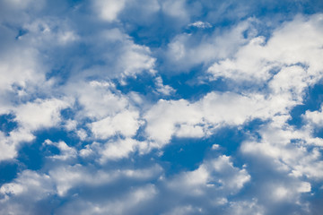 Blue sky background with tiny clouds. panorama
