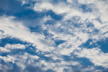 Blue sky background with tiny clouds. panorama
