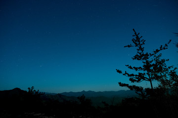 青い星空と山 blue star mountain