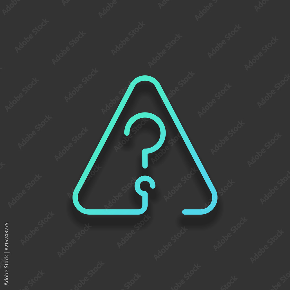 Poster question mark in warning triangle. linear icon with thin outline
