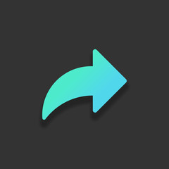 Share icon with arrow. Colorful logo concept with soft shadow on