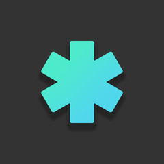 star of life. Colorful logo concept with soft shadow on dark bac