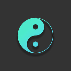 yin yan symbol. Colorful logo concept with soft shadow on dark b
