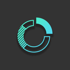 Business pie chart icon. Colorful logo concept with soft shadow