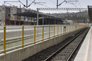 Naklejka premium Perspective photo shoot of suburban train