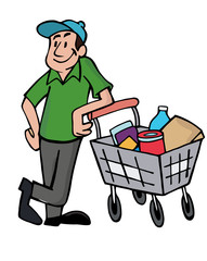 Hombre supermercado compras