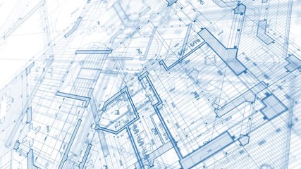 Architecture design: blueprint plan modern residential building / technology, industry, business concept illustration: real estate, building, construction, architecture - Powered by Adobe