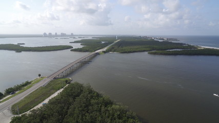 drone aerial of bridge
