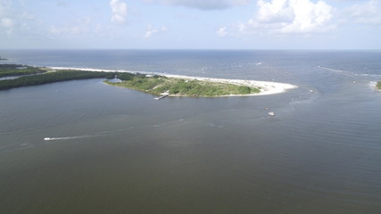 drone aerial of coast