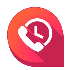 ikona z długim cieniem na tle strzałki pinezki